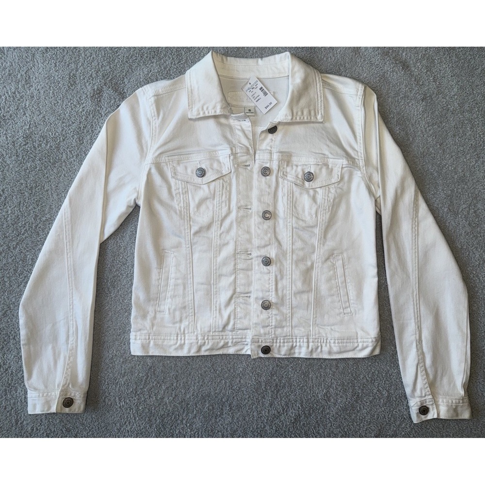 NWT Maurices Pixie White Denim Button Front Jacket Coat Cotton Womens Size Small